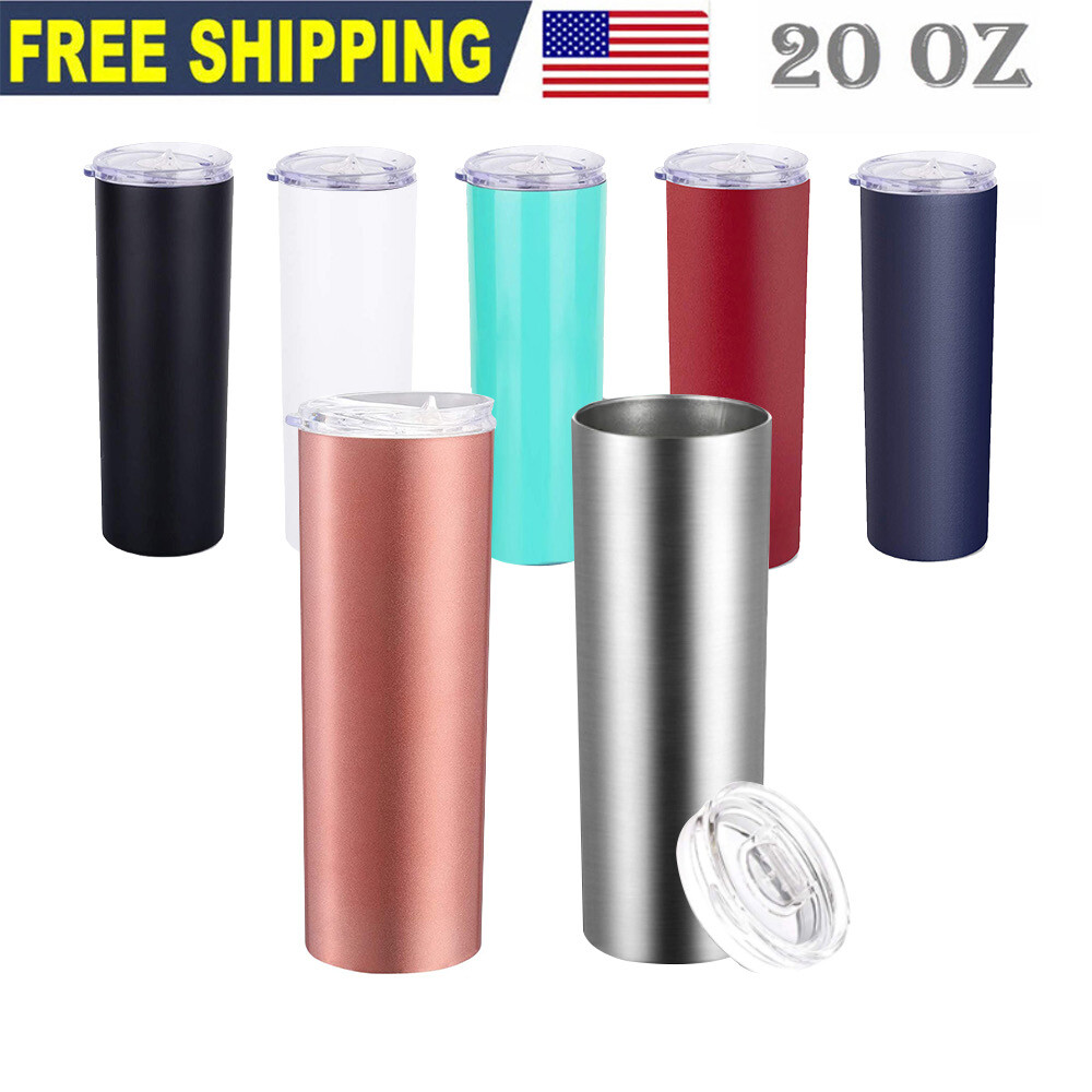 20oz Skinny Stainless Steel Tumbler Slider Lid DoubleWall Vacuum Insulated