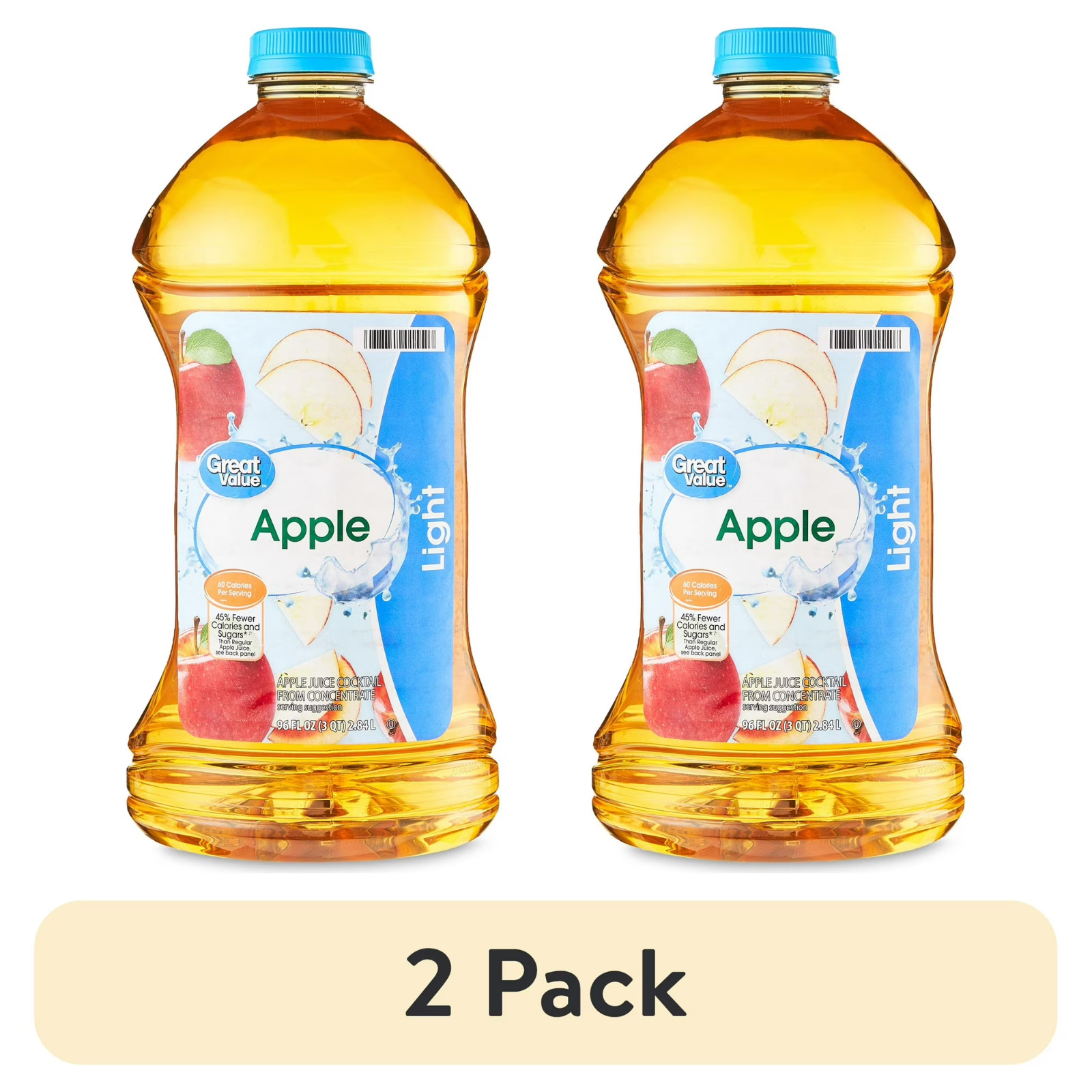 (2 pack) Great value 100% Apple Juice, 96 fl oz Free Shipping