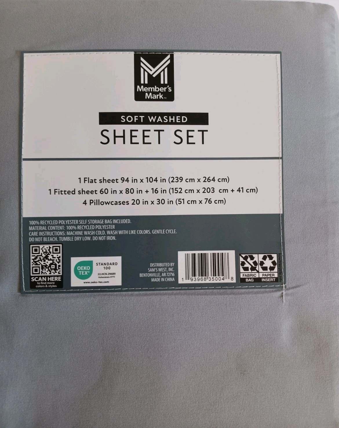 NEWMember’s Mark Queen Sheet Set White 100% Recycled Polyester Wrinkle Resistant