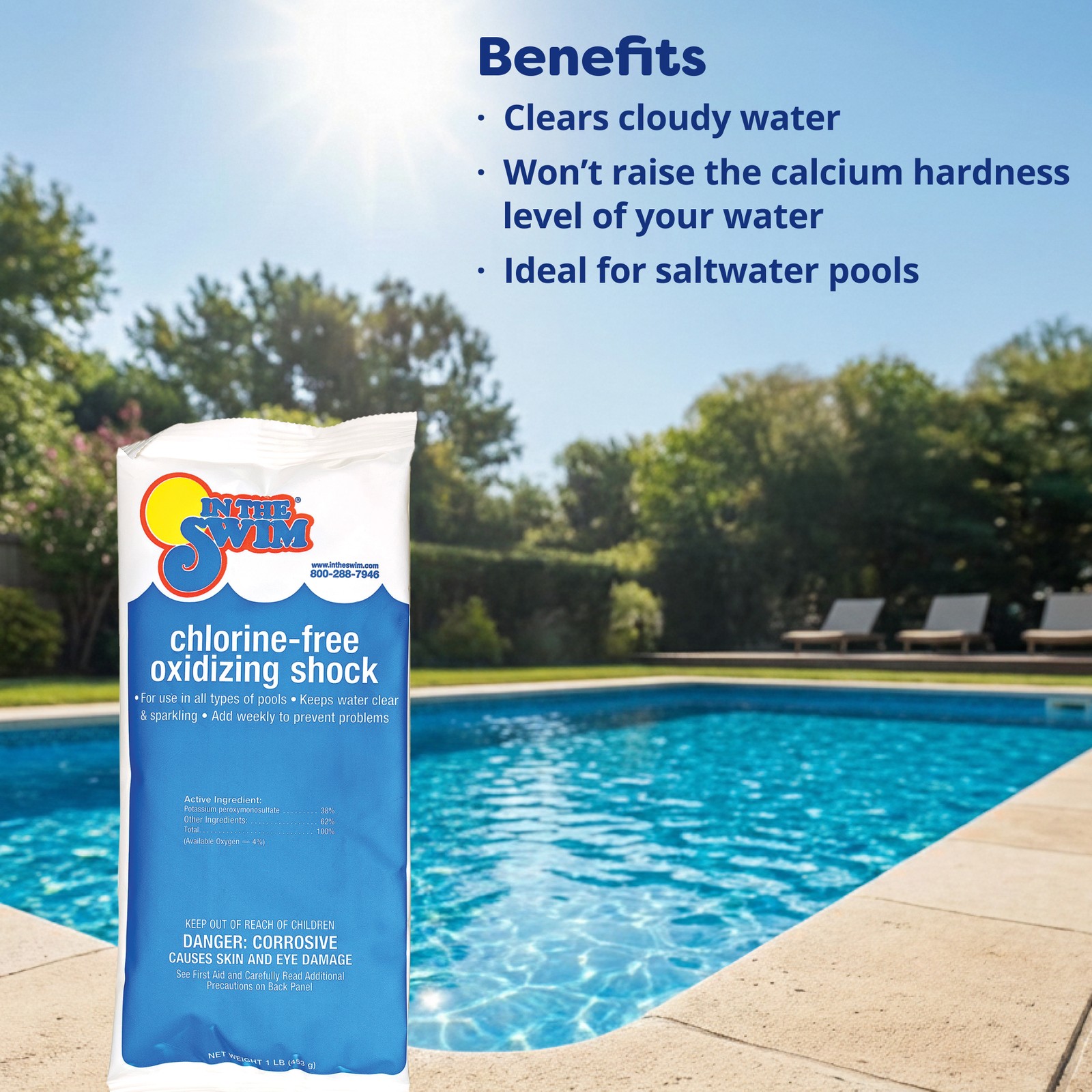 In The Swim Chlorine-Free Pool Shock-Oxidizer – 12 x 1 Pound Bags
