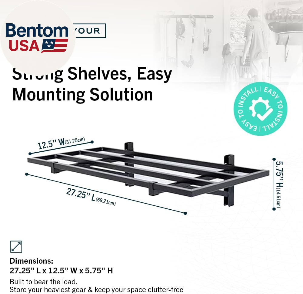 Garage Shelving Wall Mounted | 1X2 Heavy Duty Wall Mounted Shelves 2-Pack, 12.5”