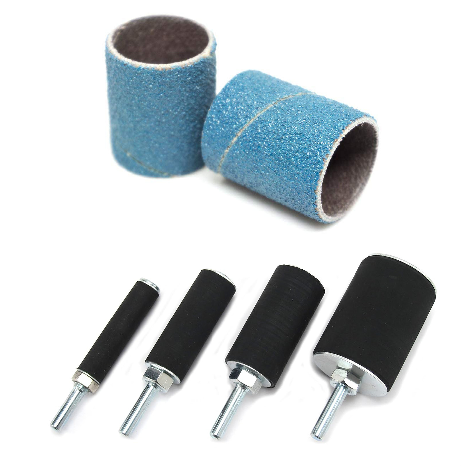 16 PACK 2″ Blue Zirconia Sanding Drums and Sleeves Set with 1/4”Shank For Drill