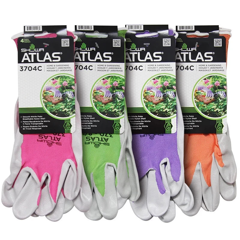 Showa Atlas 370 Garden Gloves 4 Pk Assorted Colors Size Large