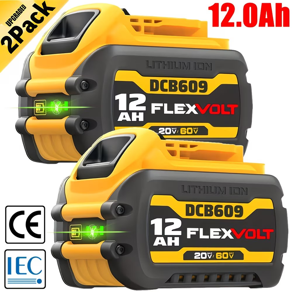 2- Pack for 12Ah DEWALT 20V/60V FLEX VOLT Lithium-Ion Battery OEM Quality DCB609