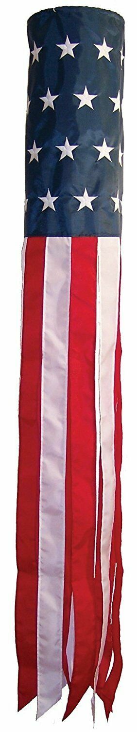 18″ USA WindSock Embroidered American Flag Wind Sock FAST SHIP 100D Fabric