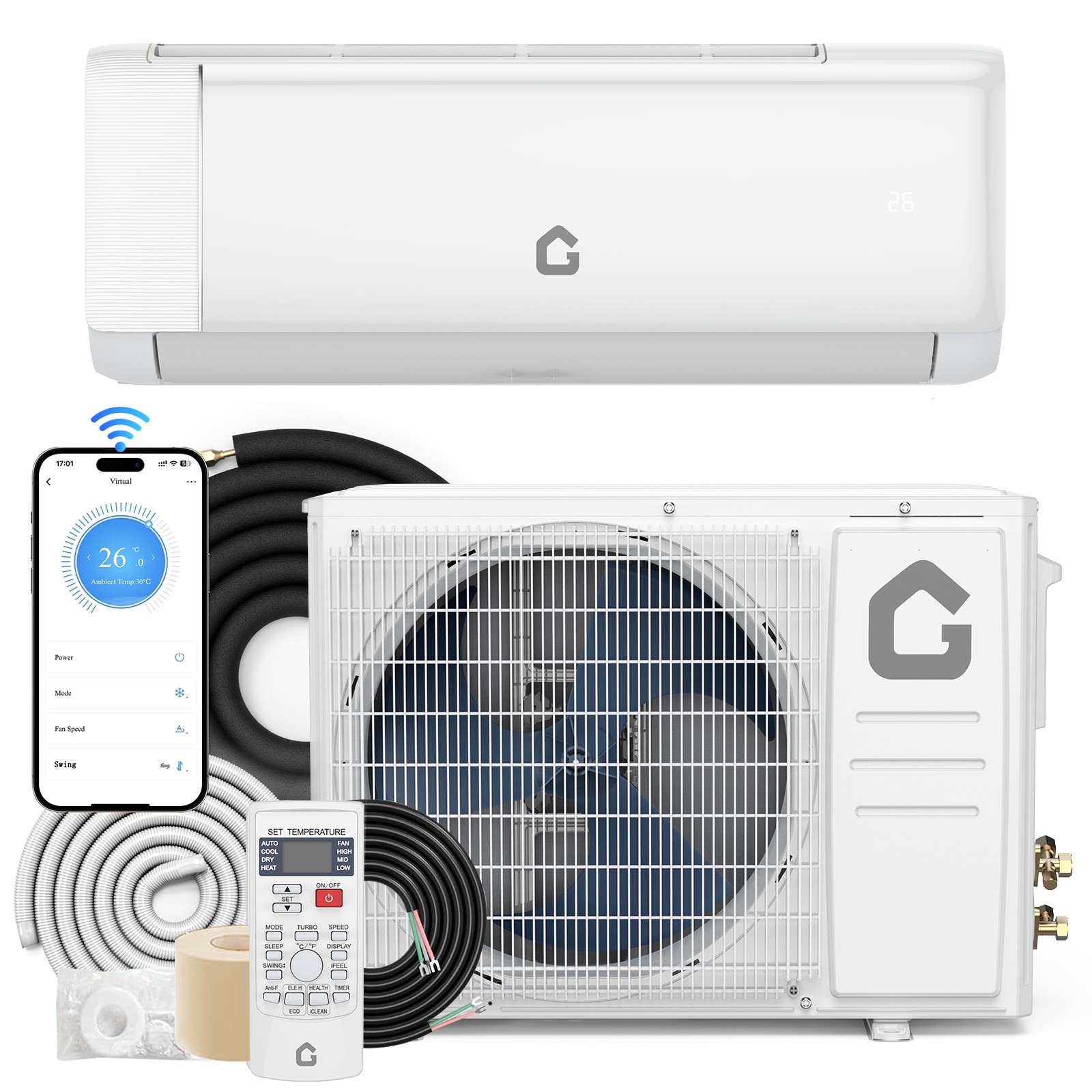 High-Efficiency 12,000 BTU Mini Split Central Air Conditioner & Heater