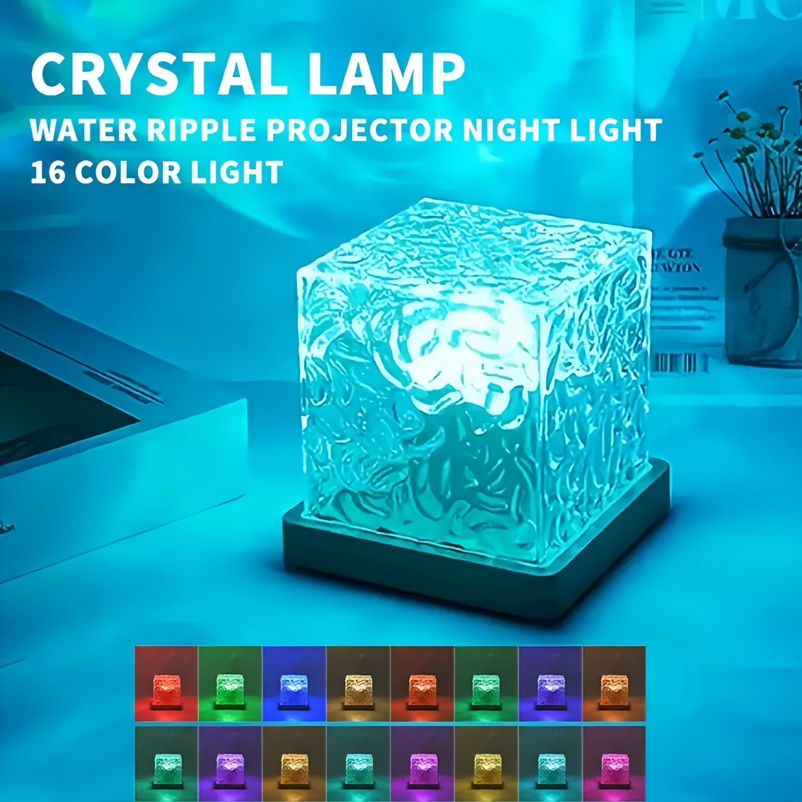 Ocean Wave Projector Light, 16 Colors Havie Cube Lamp, 3D Holographic Water R…