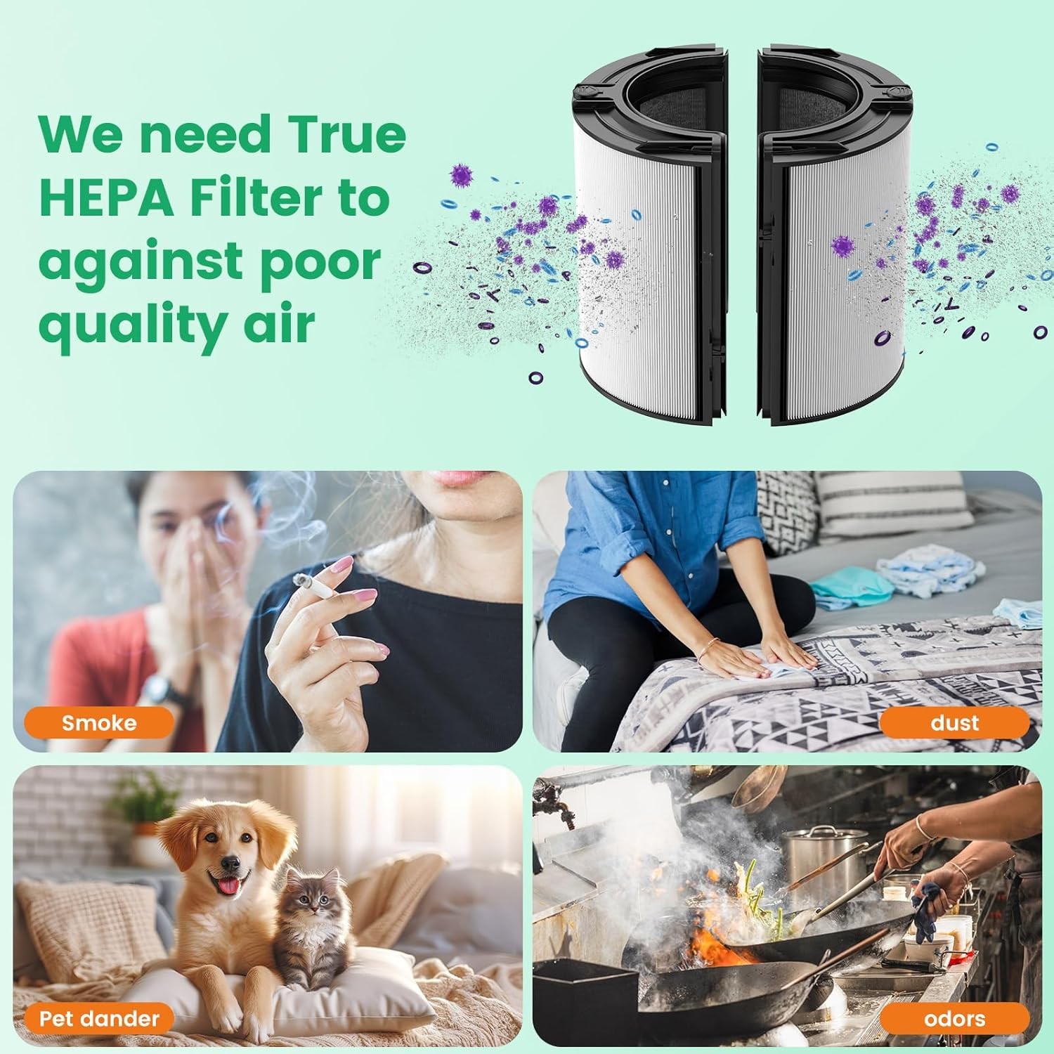 2 Pack 360 Glass Activated Carbon Filter Replacement for TP09 TP07 TP06 TP04