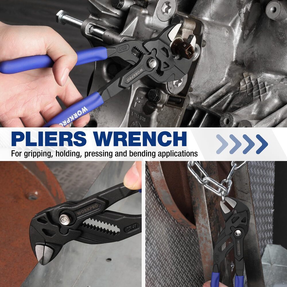 WORKPRO 10″ Plier Wrench Adjustable Parallel Smooth Jaw Pliers CR-V Construction