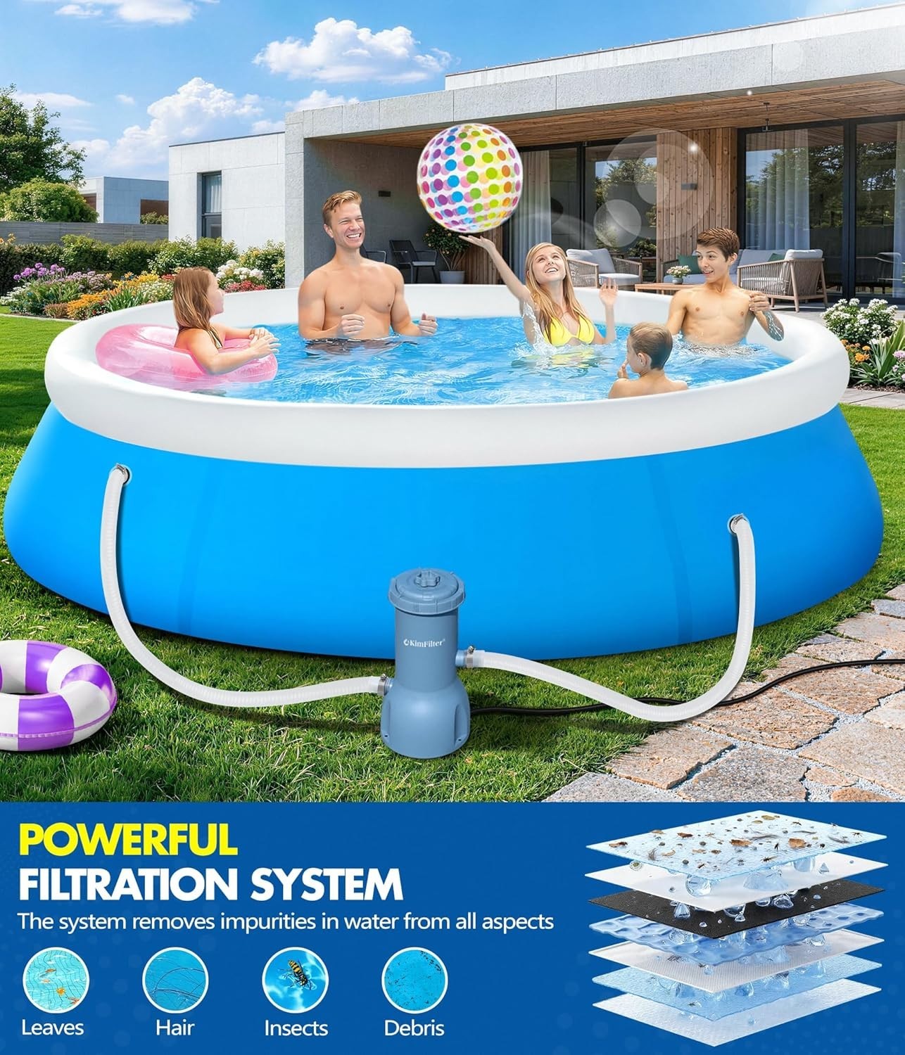 Pro Series 1000 GPH Above Ground Pool Filter Pump – Enhanced Water Clarity