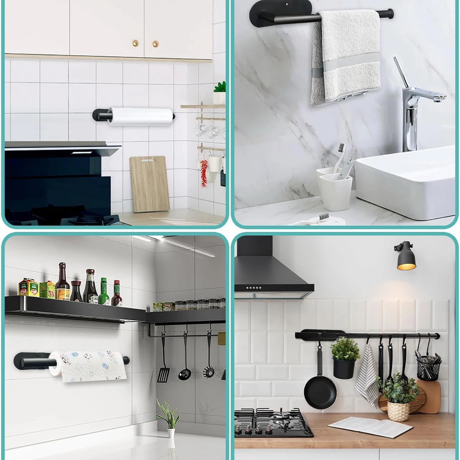 Holder Kitchen Roll Towel Paper Rack Under Cabinet Wall Toilet Self Adhesive