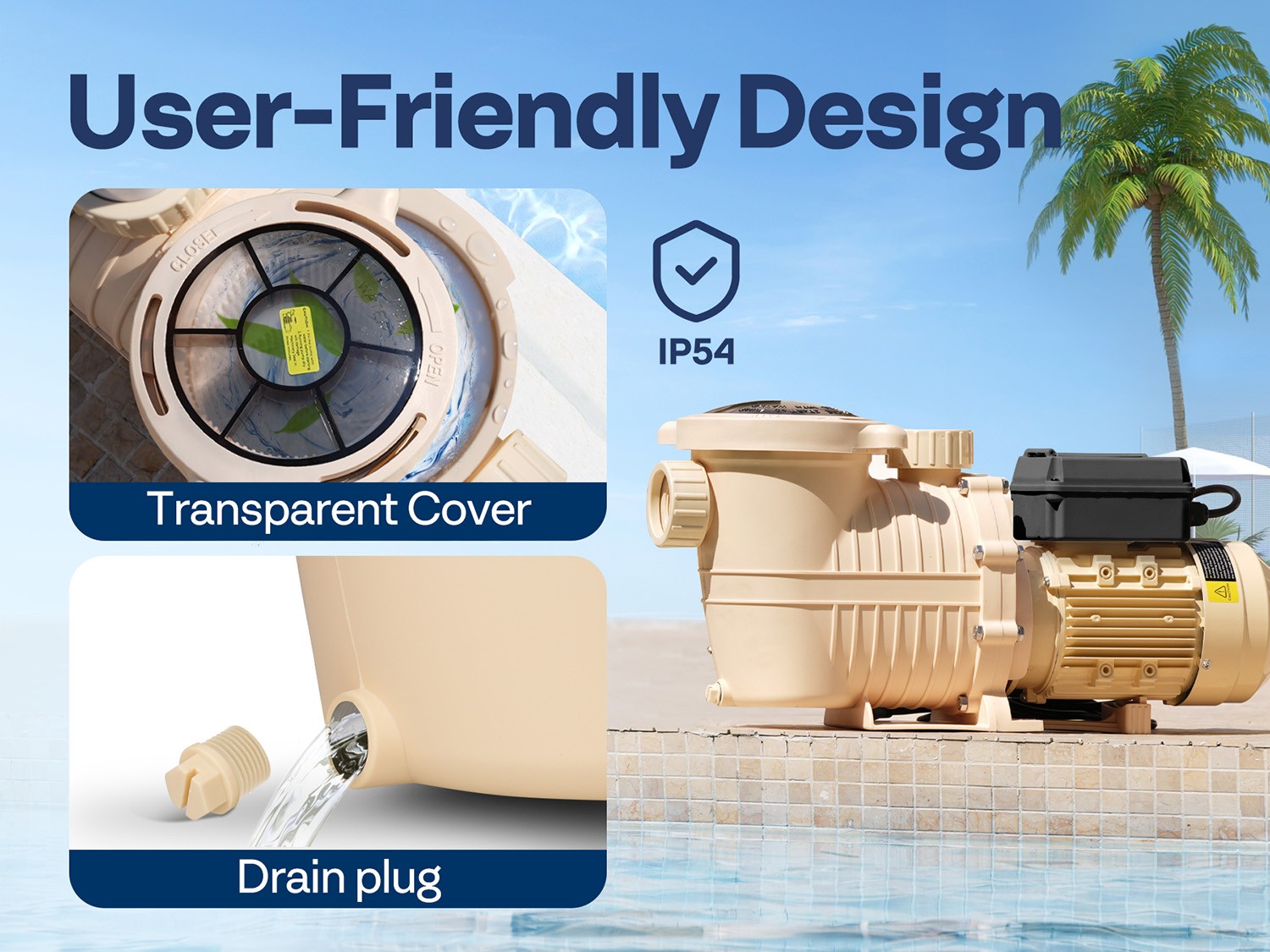 1.5HP Pool Pump Variable Speed Self‑Priming 115V In/Above Ground Pools 5400 GPH