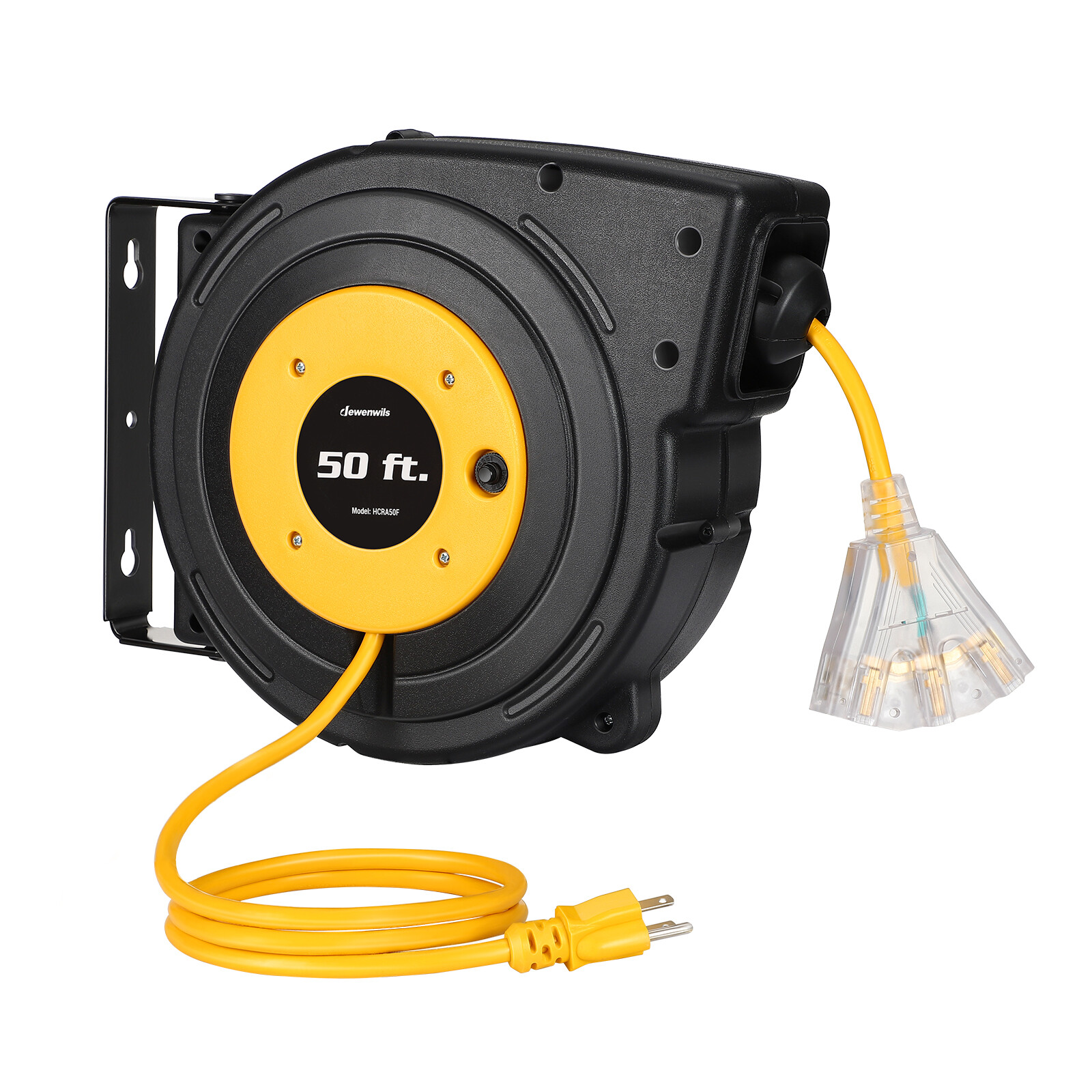 DEWENWILS 50FT Retractable Extension Cord Reel 14AWG/3C Heavy Duty Power Cord