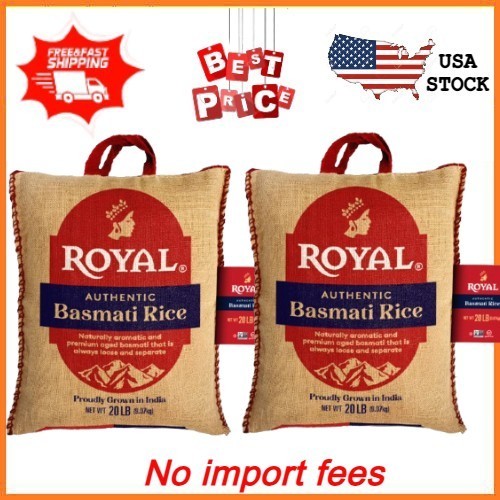 2 Pack Authentic Royal Naturally Aged Indian White Basmati Rice Long-Grain 20 lb