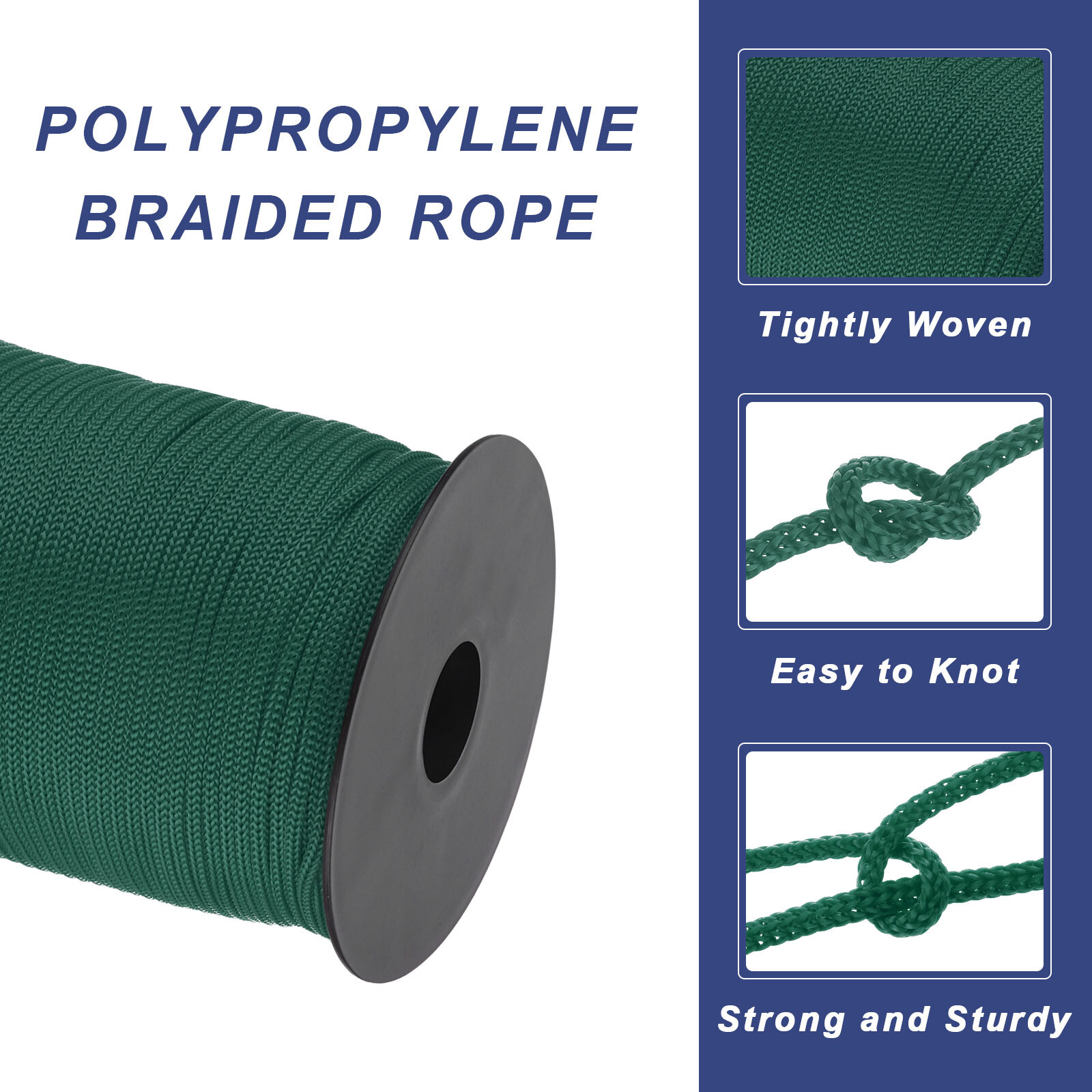 1/8 Inch Polypropylene Rope Braided Ropes 328ft Nylon Rope Ink Green