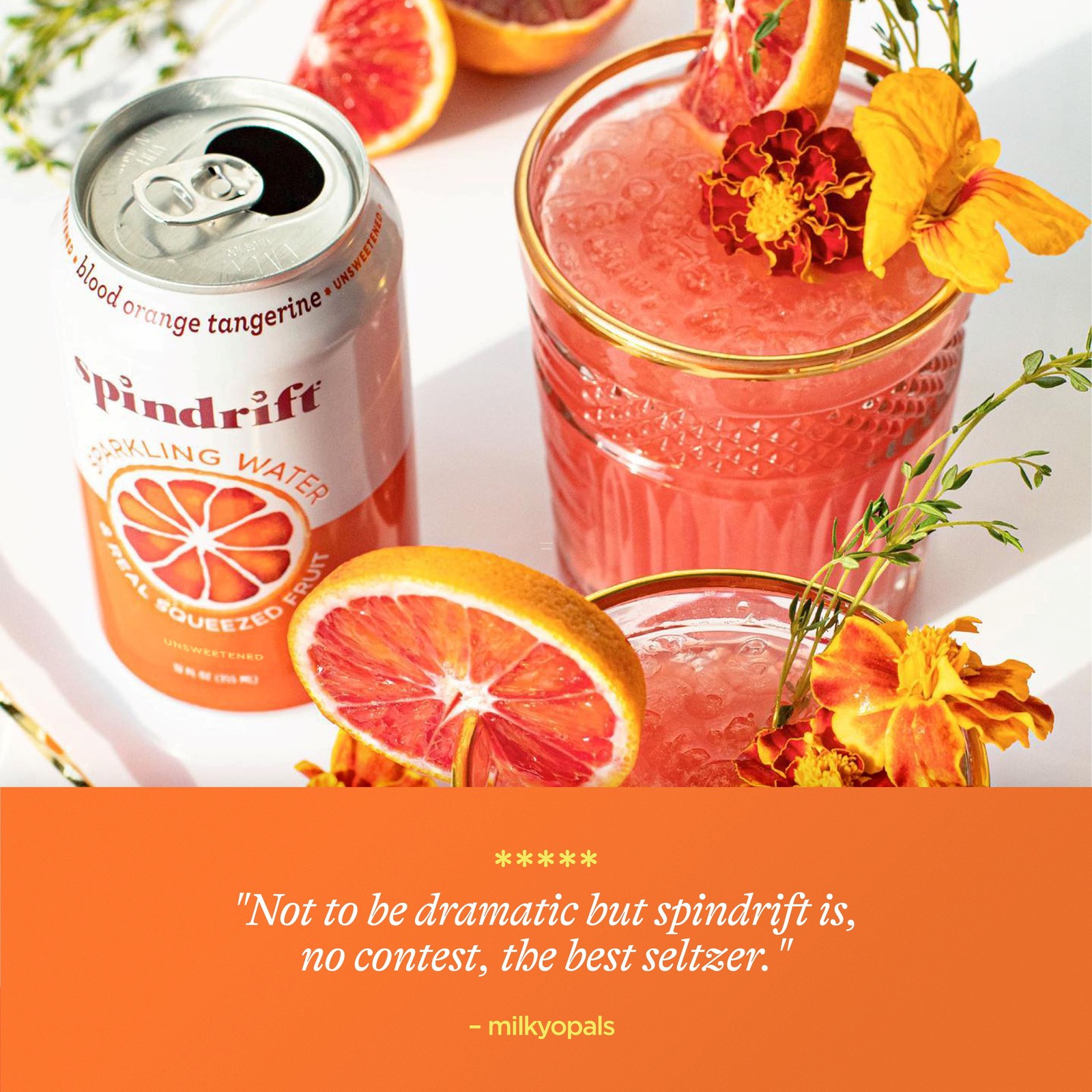 Spindrift Sparkling Water, Blood Orange Tangerine Flavored, Made with Real Squee