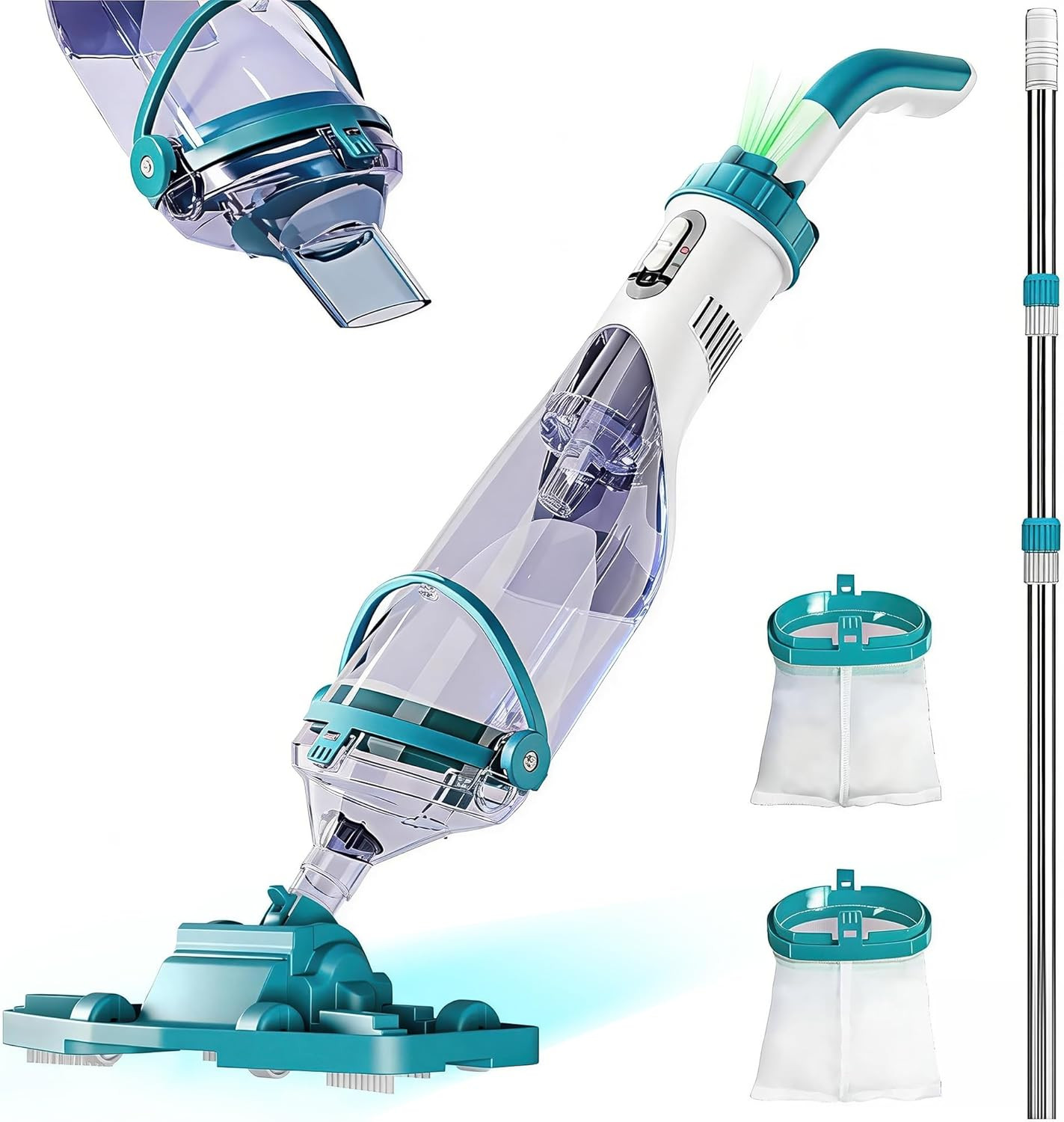 Cordless Pool Vacuum for Above Ground Pool 19.5 GPM IPX8, Leaves, Debris