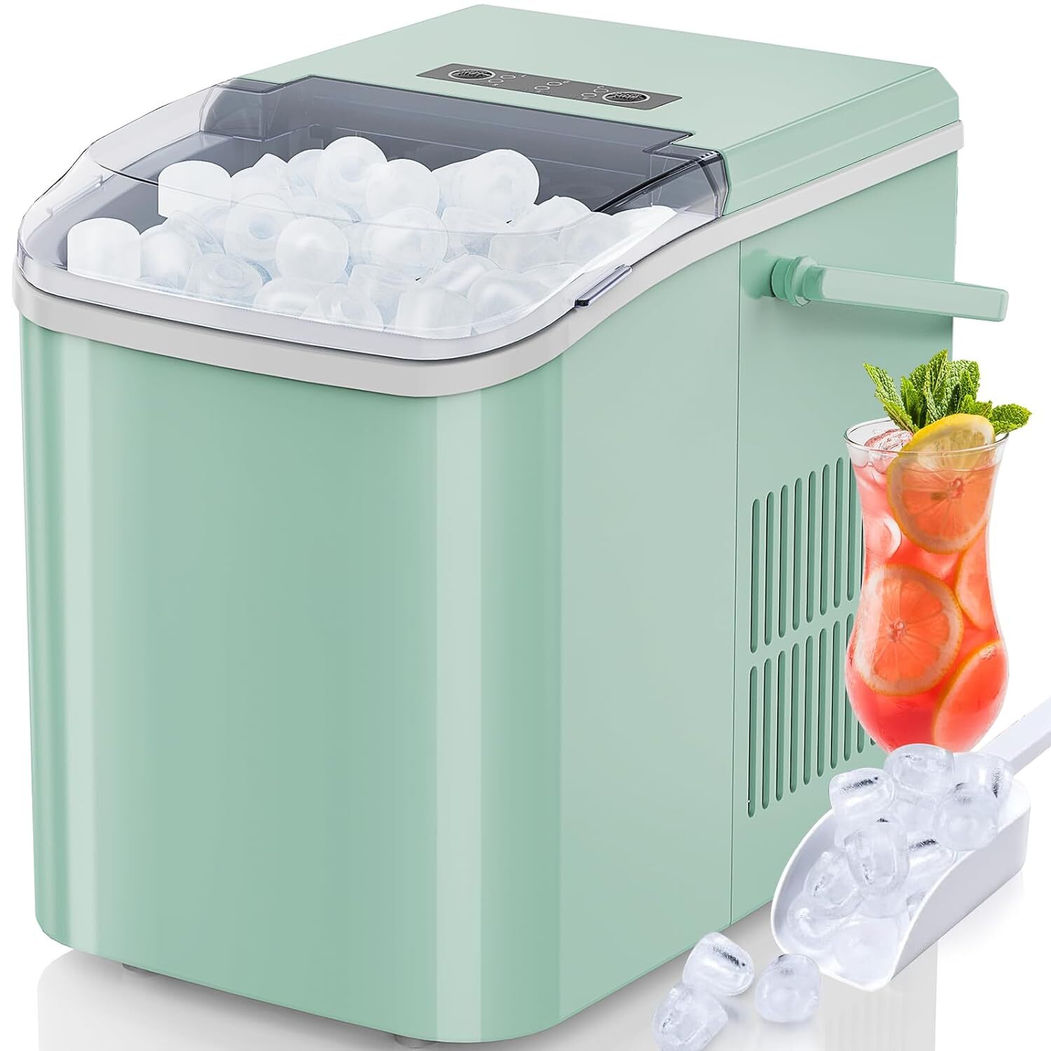 Portable Ice Machine Countertop Bullet Ice Maker with Ice Scoop 26lbs/24hrs
