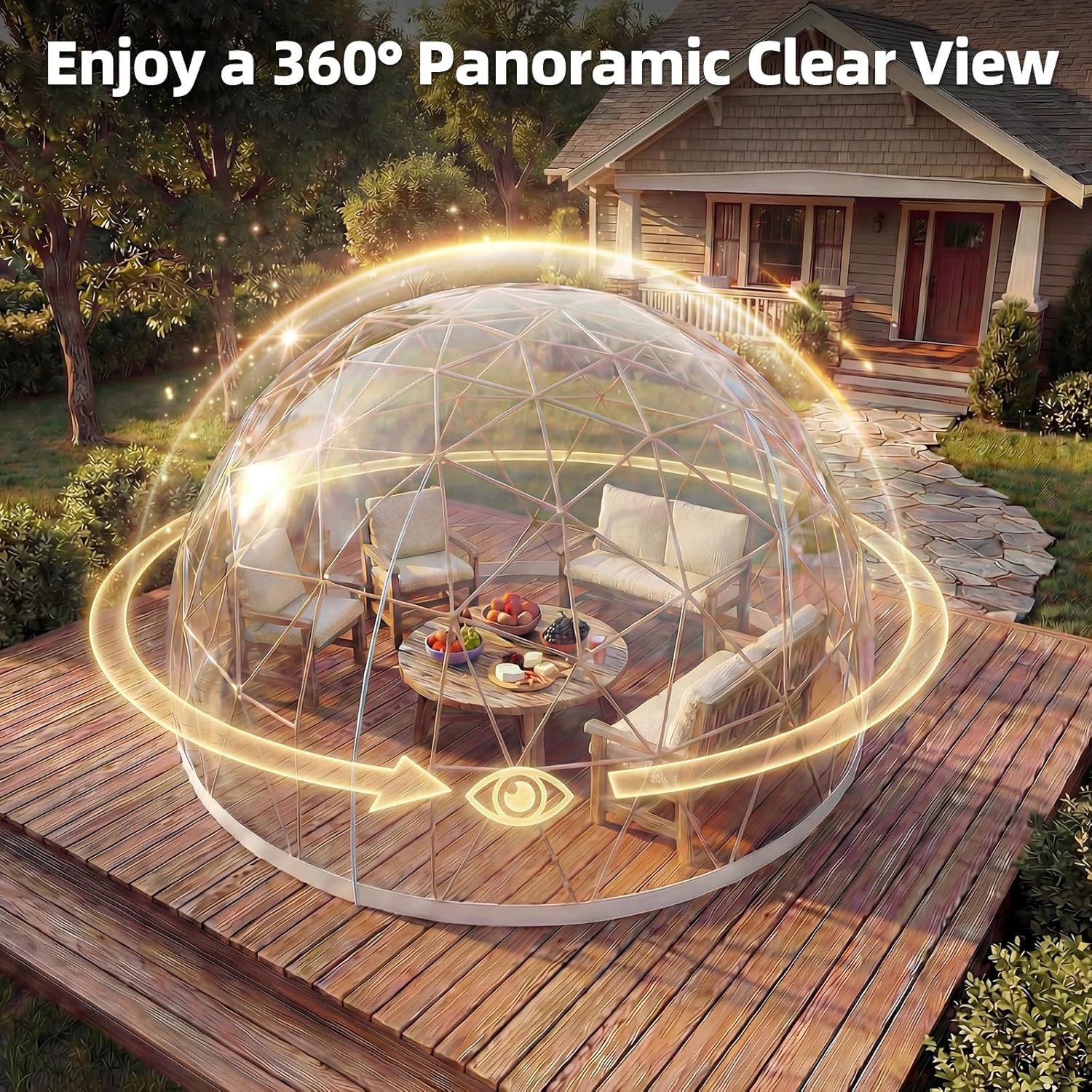 Clear Bubble Tent 12×12 Outdoor Igloo Dome Winter for 4-7 People TPU Cover