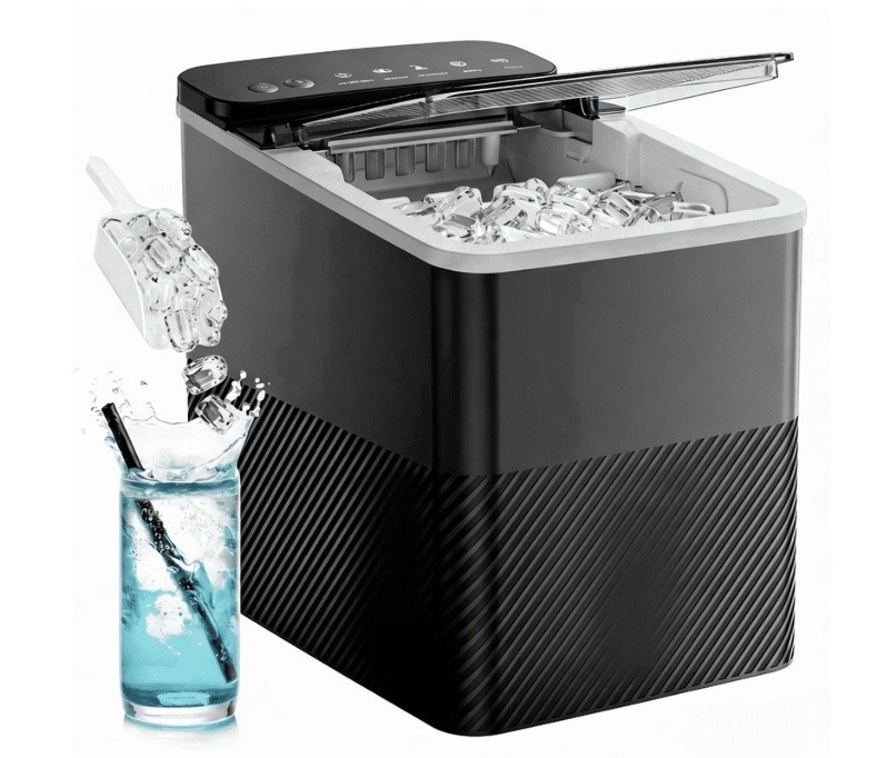 Simzlife Countertop Ice Maker, 9 Bullet Ice in 6 Minutes, 26 lbs/Day, Self-Clean