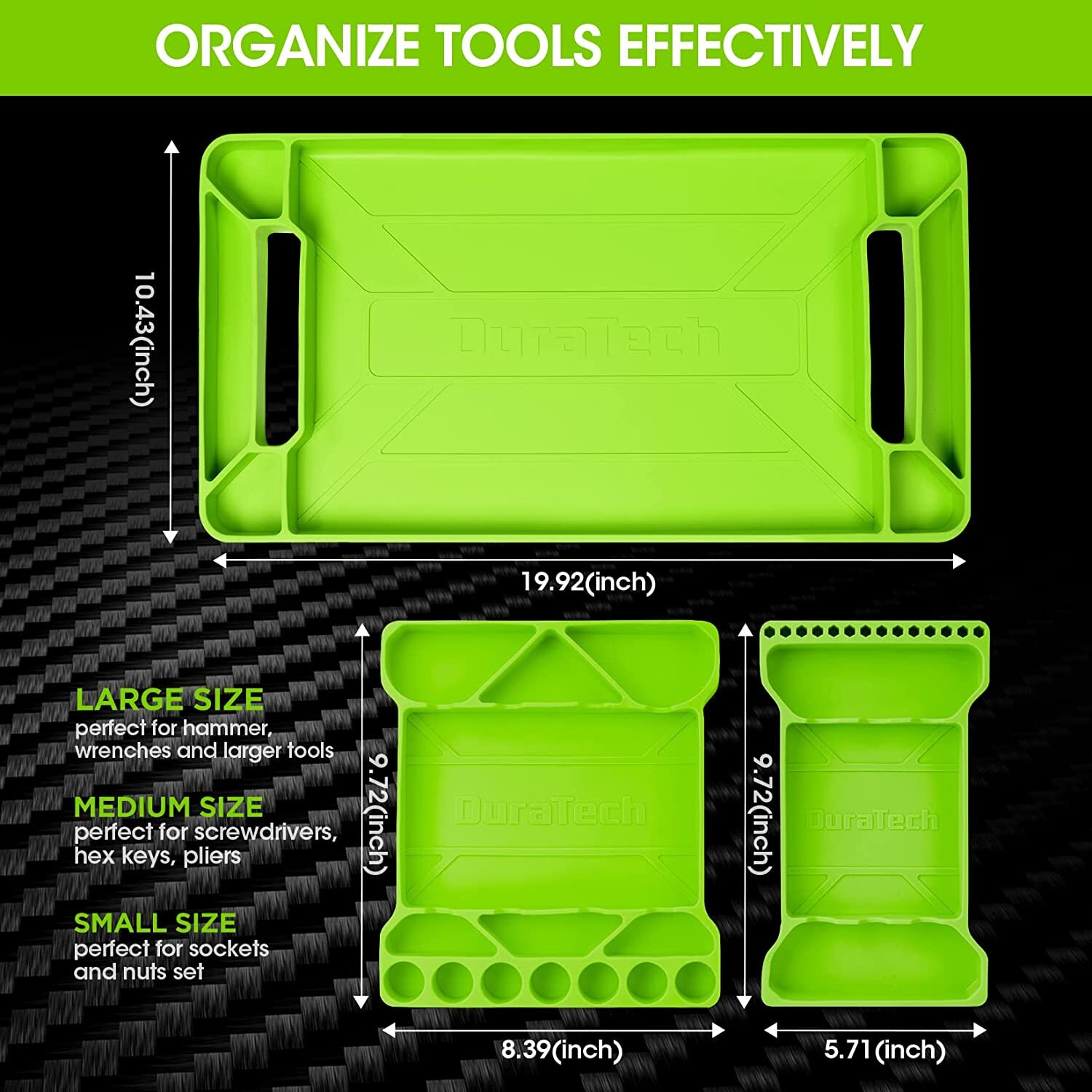 DURATECH 3-pack Flexible Tool Tray Silicone Tool Holder for Mechanics Storage