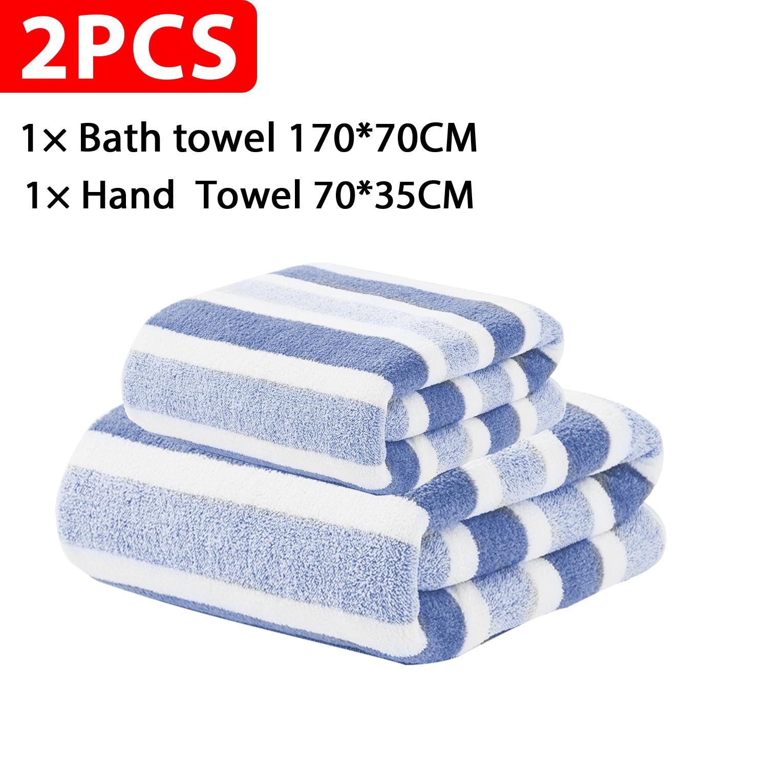 Oversize Striped Luxury Hand Towel & Bath Towels Set Ultra Soft Highly Absorbent