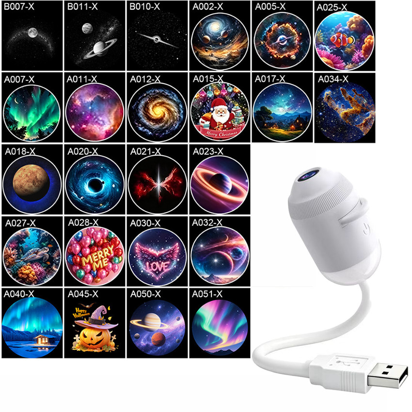 Galaxy Projector Night Light, USB Galaxy Star Projector with 3/6/12/24 Films US