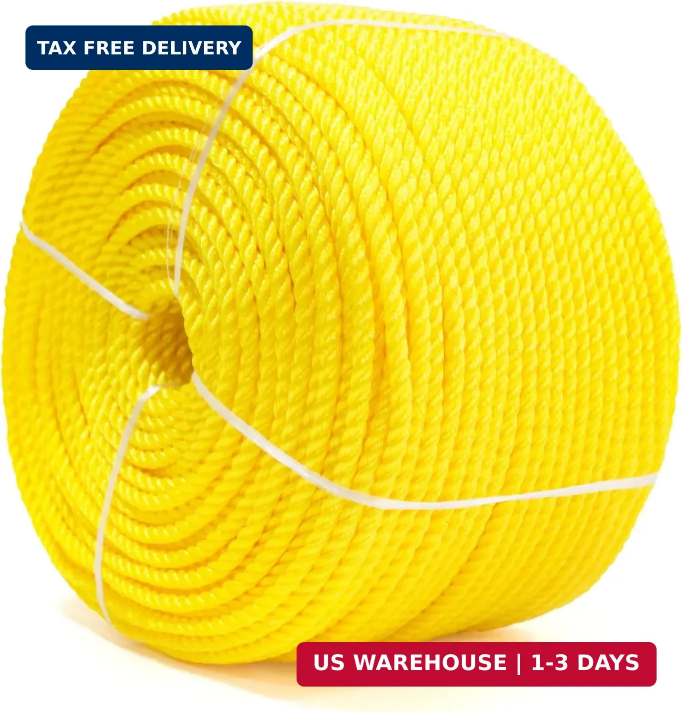 MERIANE Polypropylene Rope 3/8 inch 500ft, All Purpose Yellow Rope, Floating Lin
