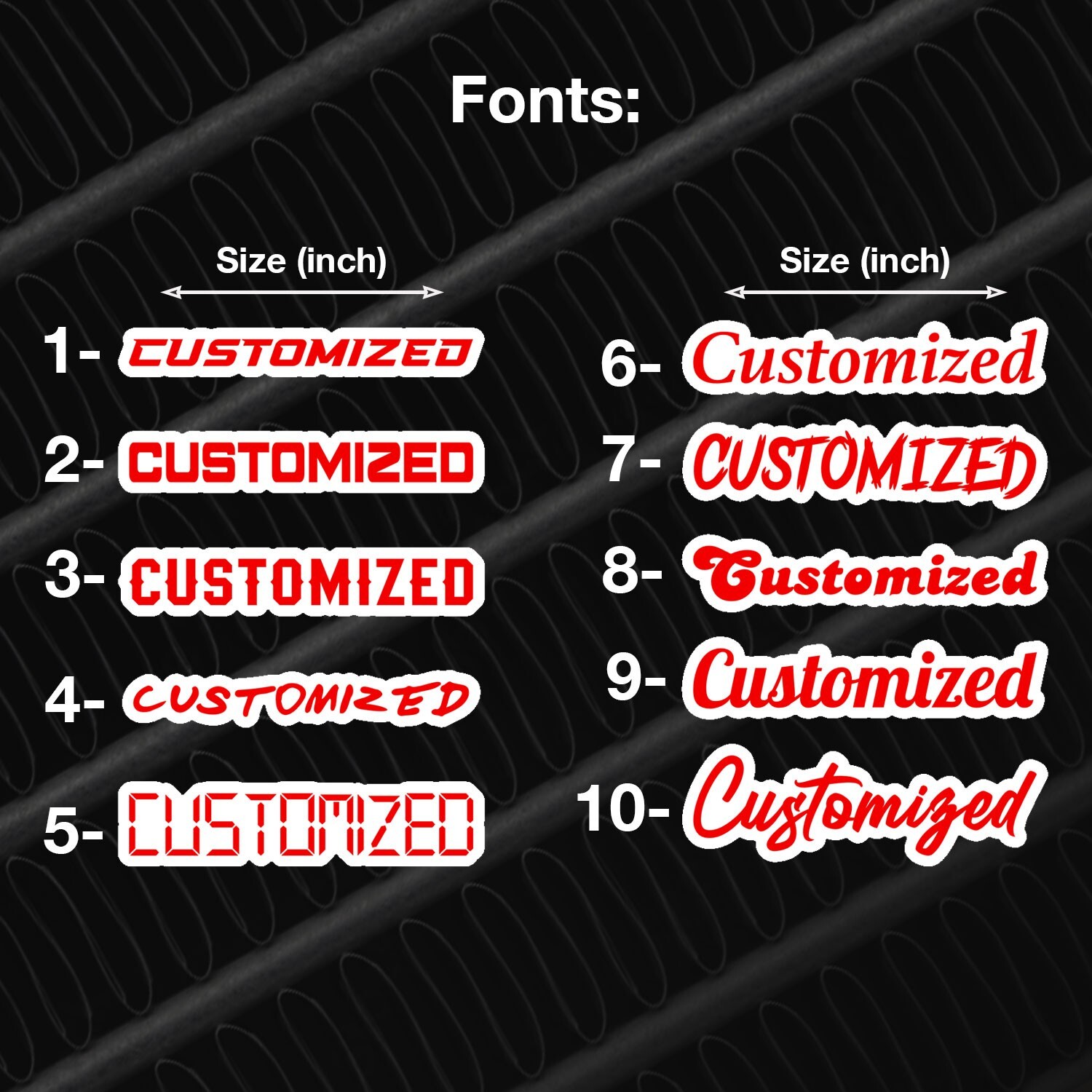 Custom Car Emblem Badge MULTI COLOR Customized Text Names