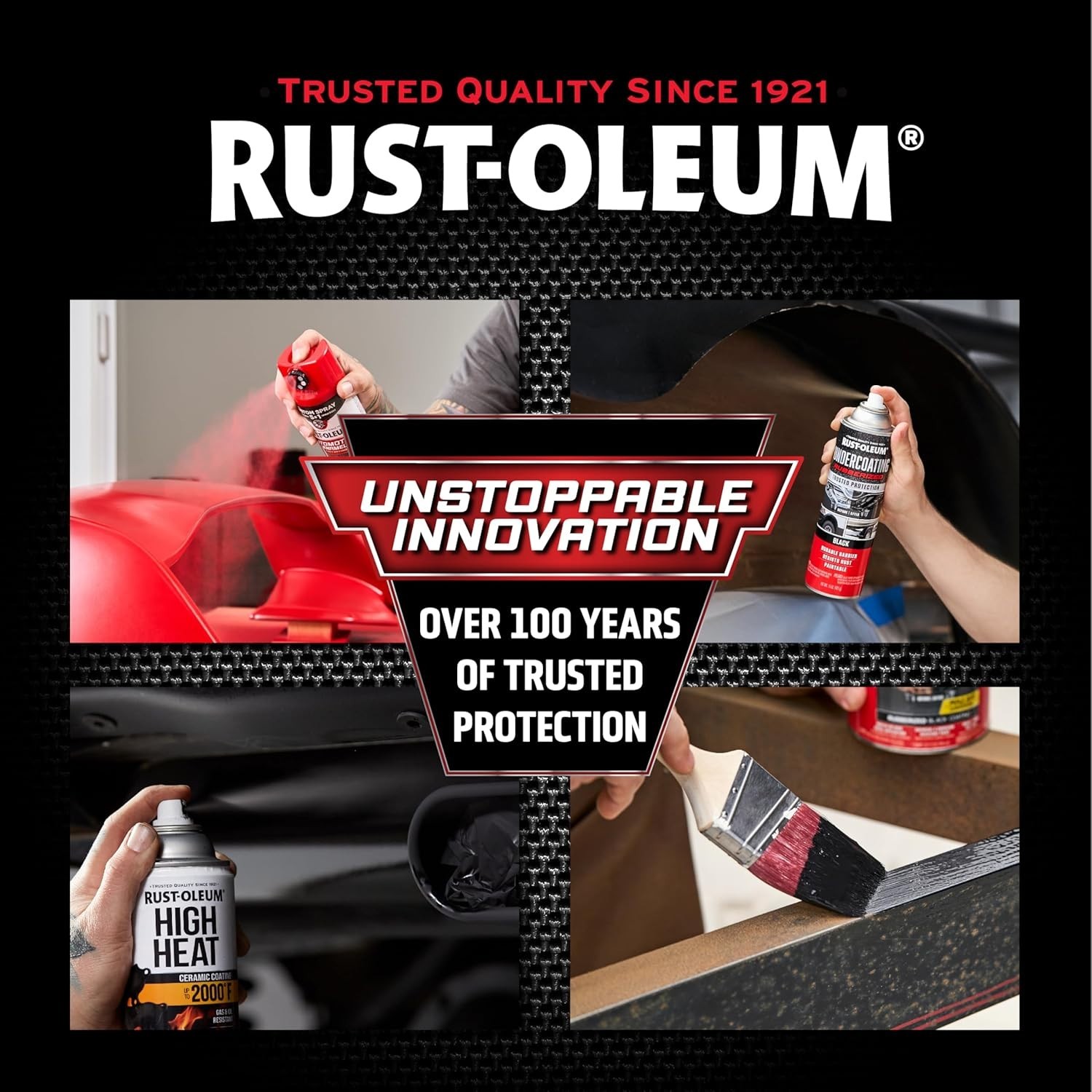Rust-Oleum 248657-6PK Rubberized Undercoating Spray, 15 oz, Black, 6 Pack