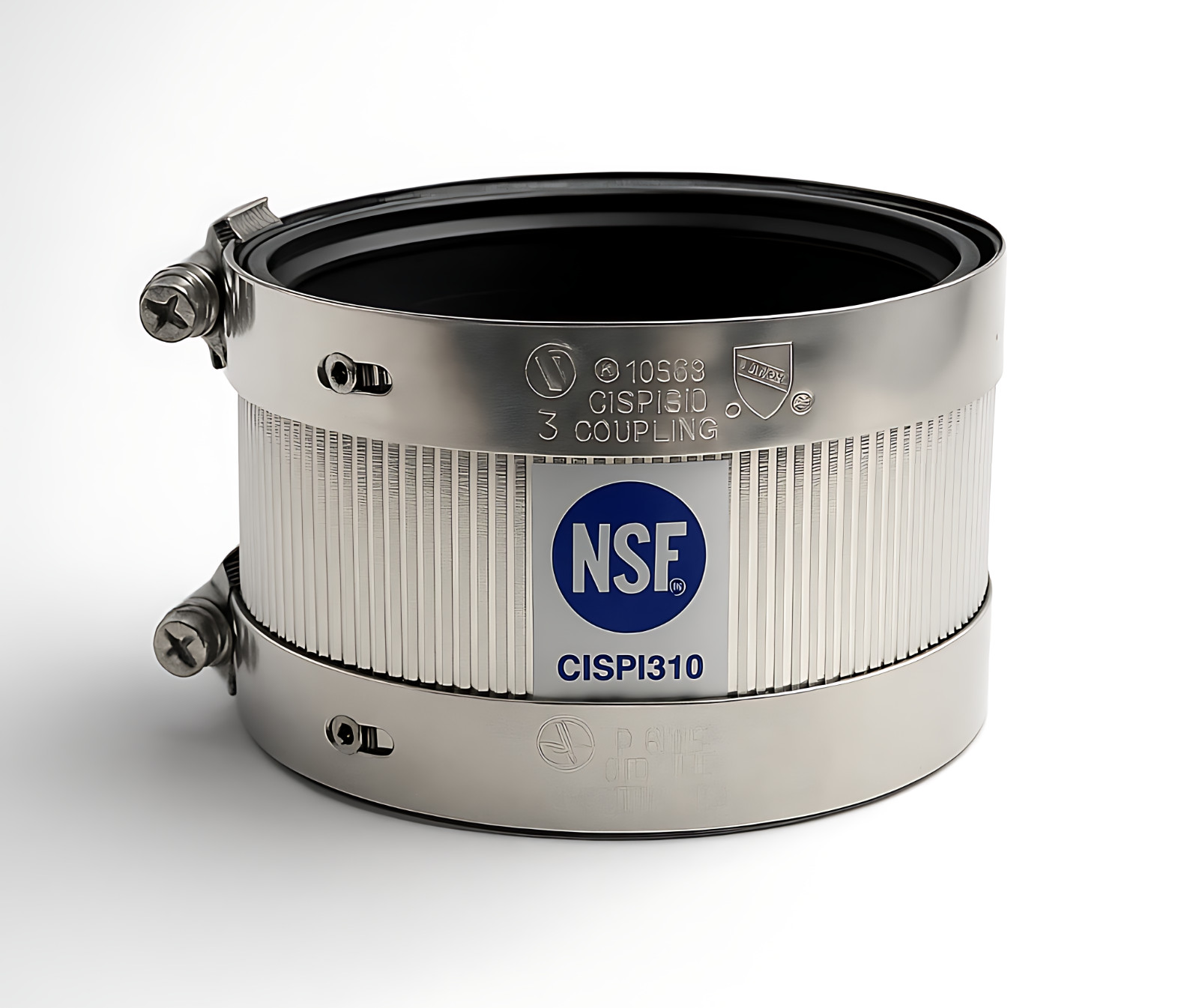 NSF No Hub Coupling 1.5″ 2″ 3″ 4″ Cast Iron DWV Pipe Connector | Stainless Steel