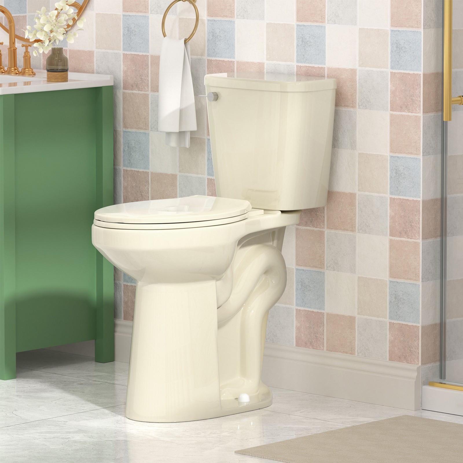 21″ Tall Two Piece Toilet Extra High Toilet Elongated Bowl for Senior 1.28 GPF