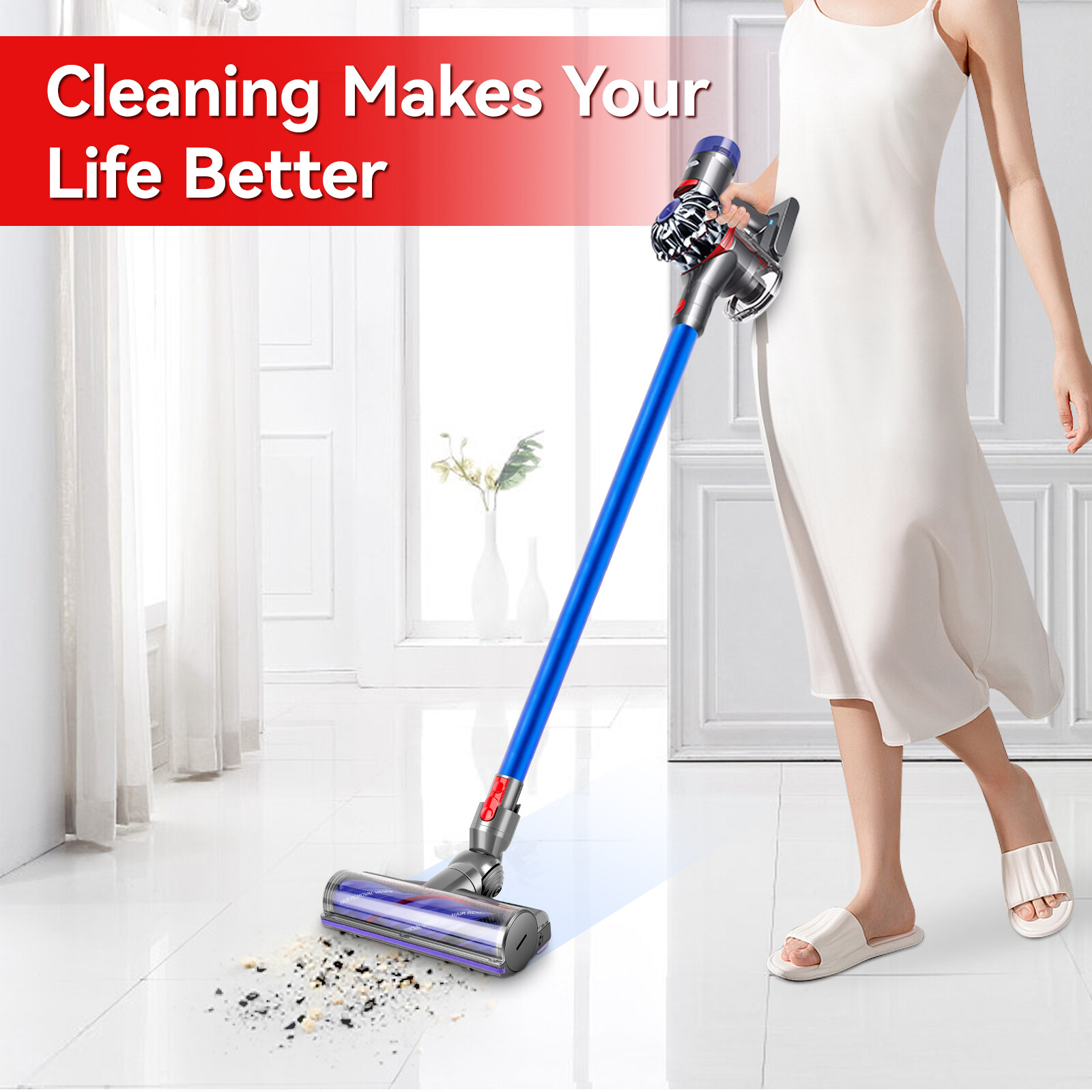 E.LUO Quick-Release Motor Head Cleaner For Dyson V7 V8 V10 V11 V15 Brush Head