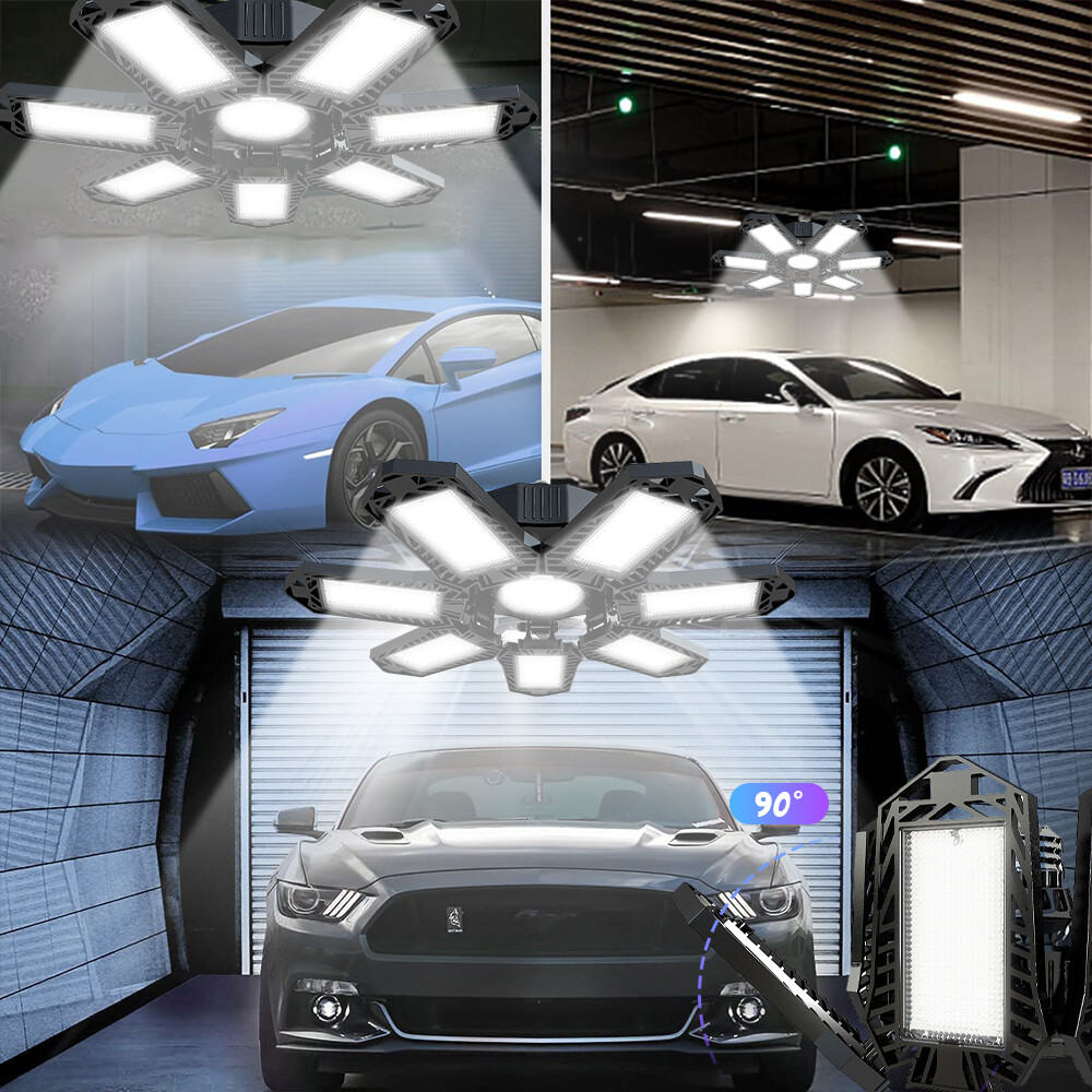 12000000LM LED Garage Light Super Bright Work Shop Ceiling Light Deformable HR