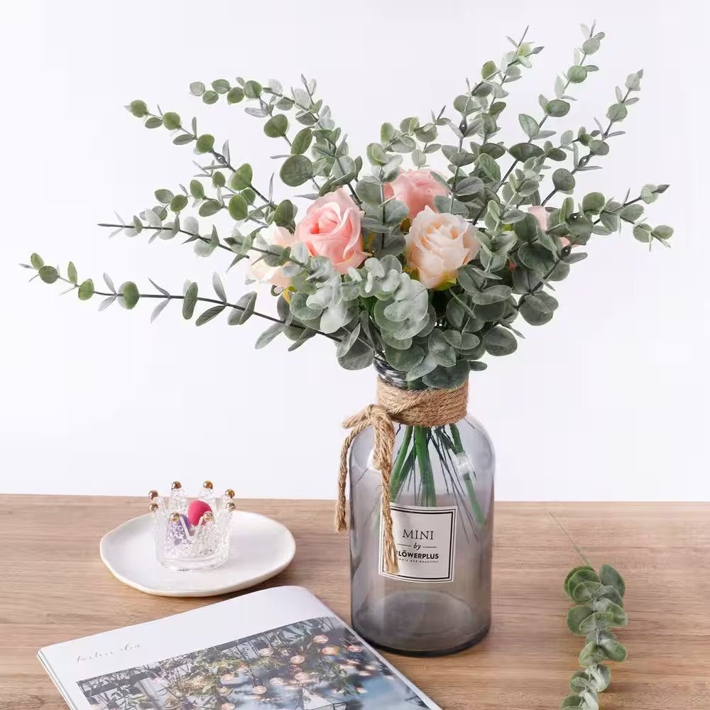 11.42 In. in Grey Green Artificial Eucalyptus Stem Fake Greenery Branches Fake F