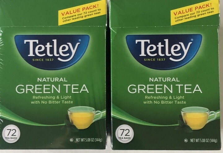 2 Box – Tetley All Natural Green Tea, 72 Count Tea Bags Per Box. Natural.