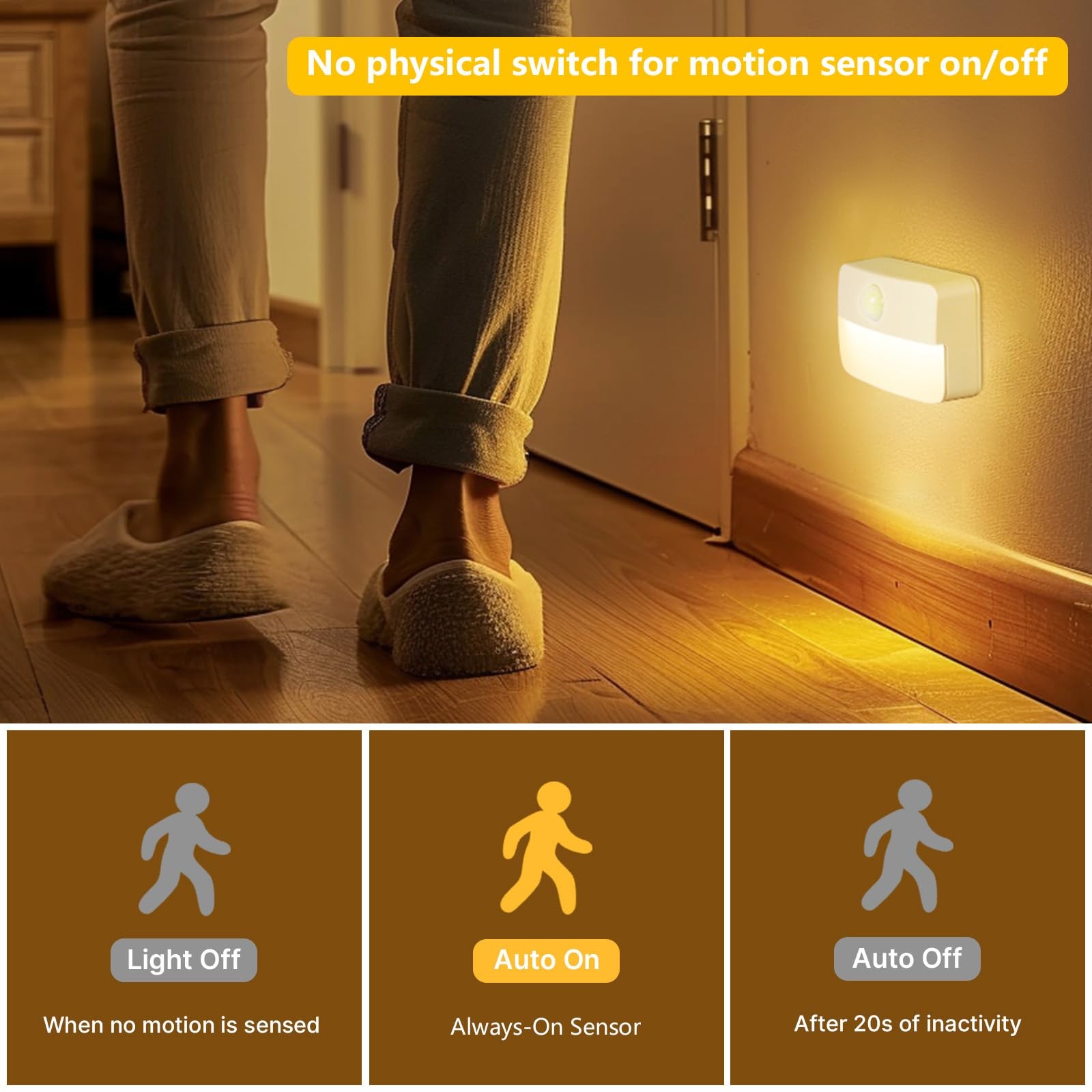 8 Pack Motion Sensor Stair Lights Indoor Battery Operated Wireless LED Night