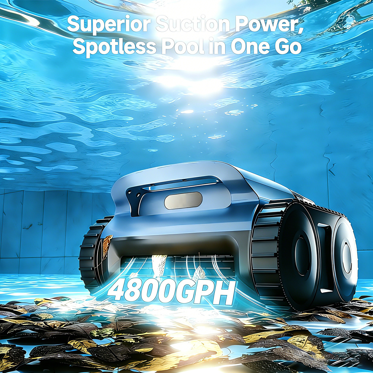 Cordless Robotic Pool Cleaner, 180Min Runtime, Dual Motors, 7800mAh Batter