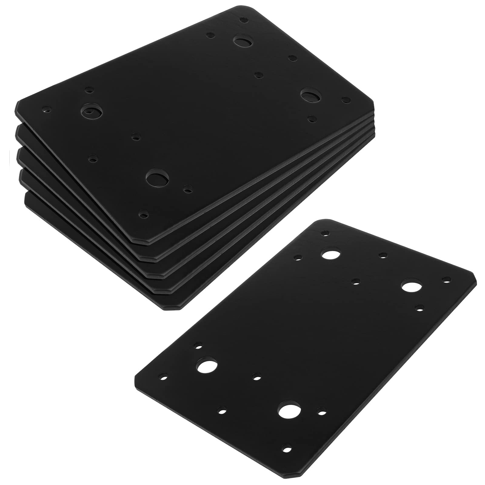 MOUNTAIN_ARK 6 Pack Black Flat Mending Plate, 6″ x 37/8″ Steel Repair Straigh…