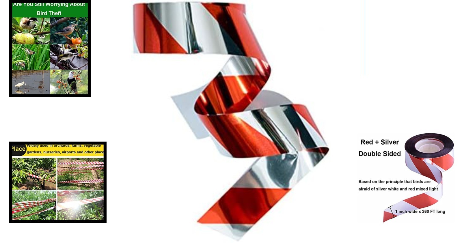 Eco-Friendly 1” Red Reflective Bird Scare Tape – Durable, Non-Adhesive Solution