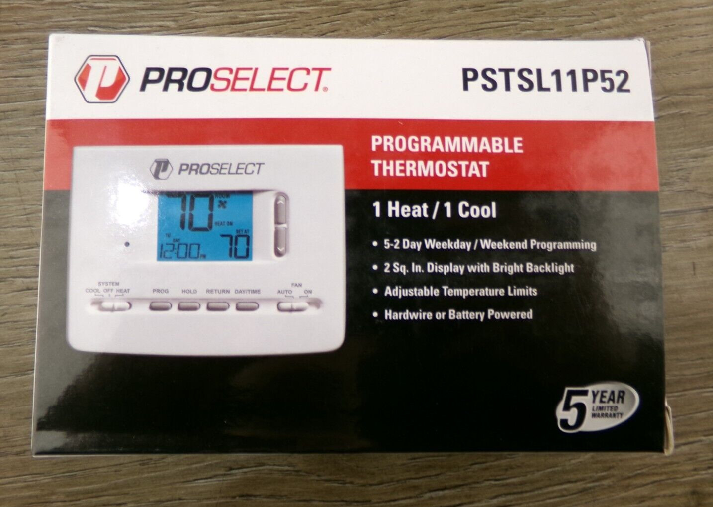 New ProSelect 1H/1C Stage Programmable Thermostat – PSTSL11P52 S5