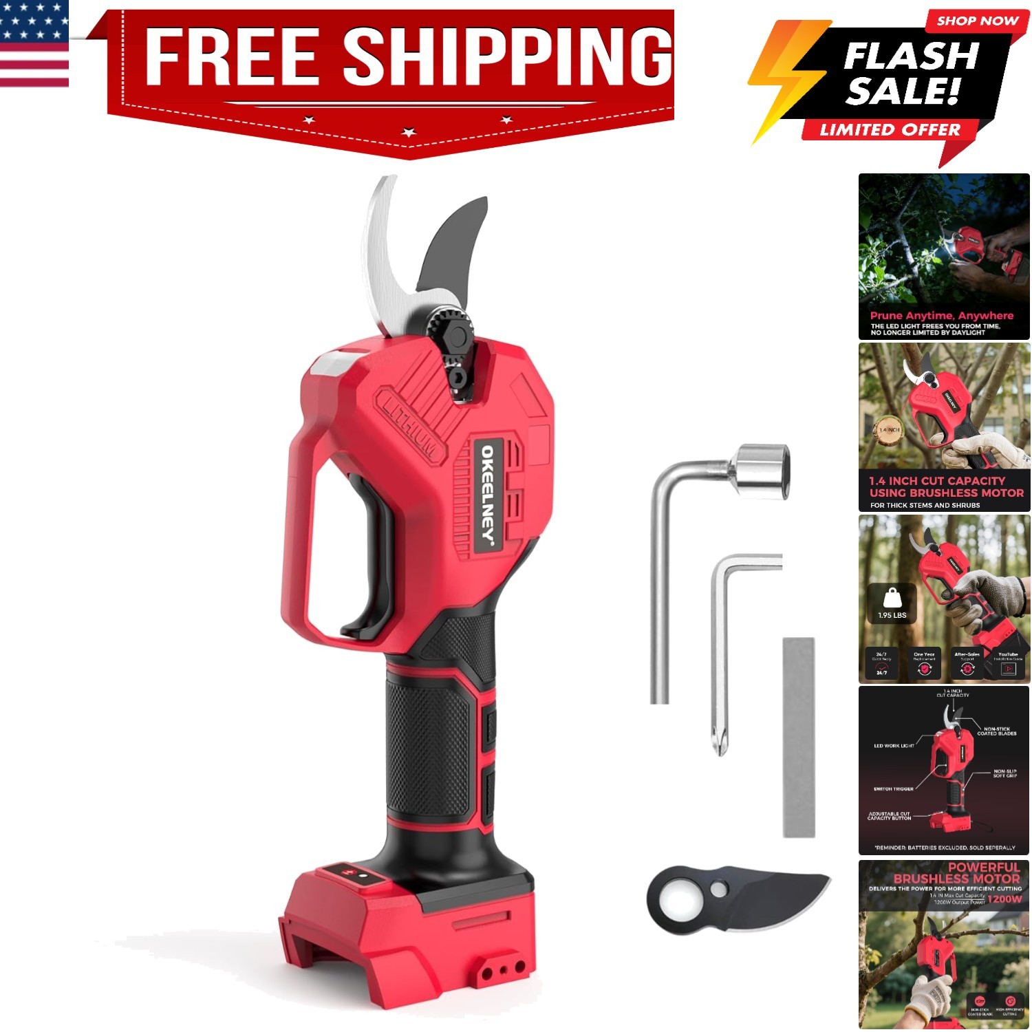 Electric Pruning Shears for Milwaukee M18 Battery, Brushless Cordless Branch …