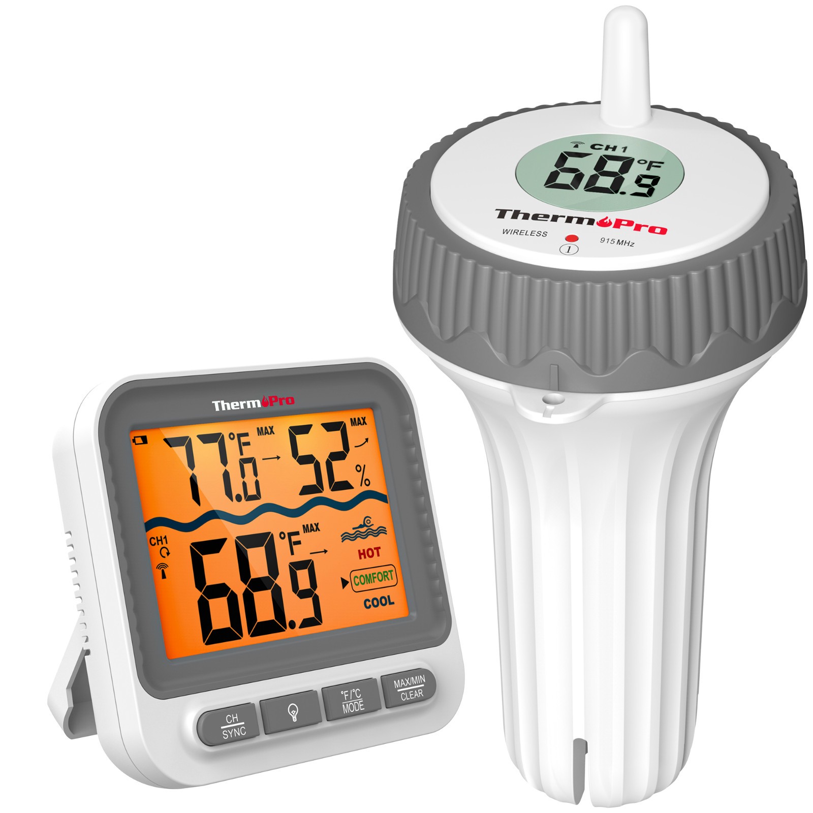 TempPro Waterproof Wireless Pool Thermometer Easy Read Digital Pool FloatingPond