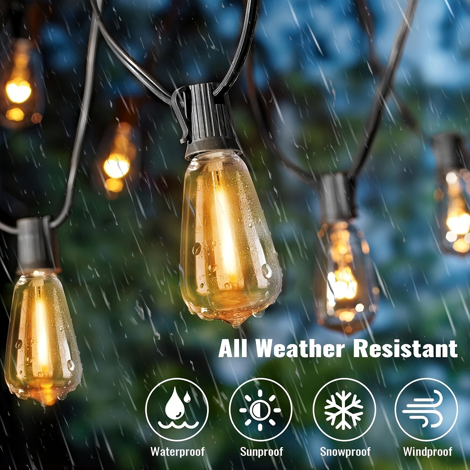 50-200FT LED Outdoor String Lights ST38 Shatterproof 2700K Patio Lights