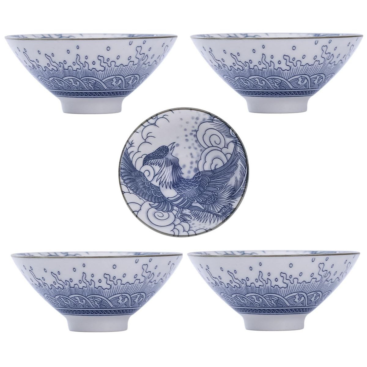 Porcelain Hat Cup 80ml Chinese Teacup Kungfu Tea Set Phoenix 4 PCS