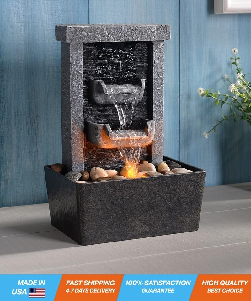 Home Décor 10.3 in Indoor Waterfall Fountain Relaxation High Pressure Water…