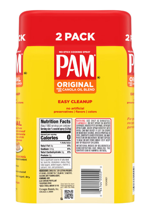(4 Pack) PAM Original Cooking Spray, Canola Oil Nonstick Cooking & Baking Spray