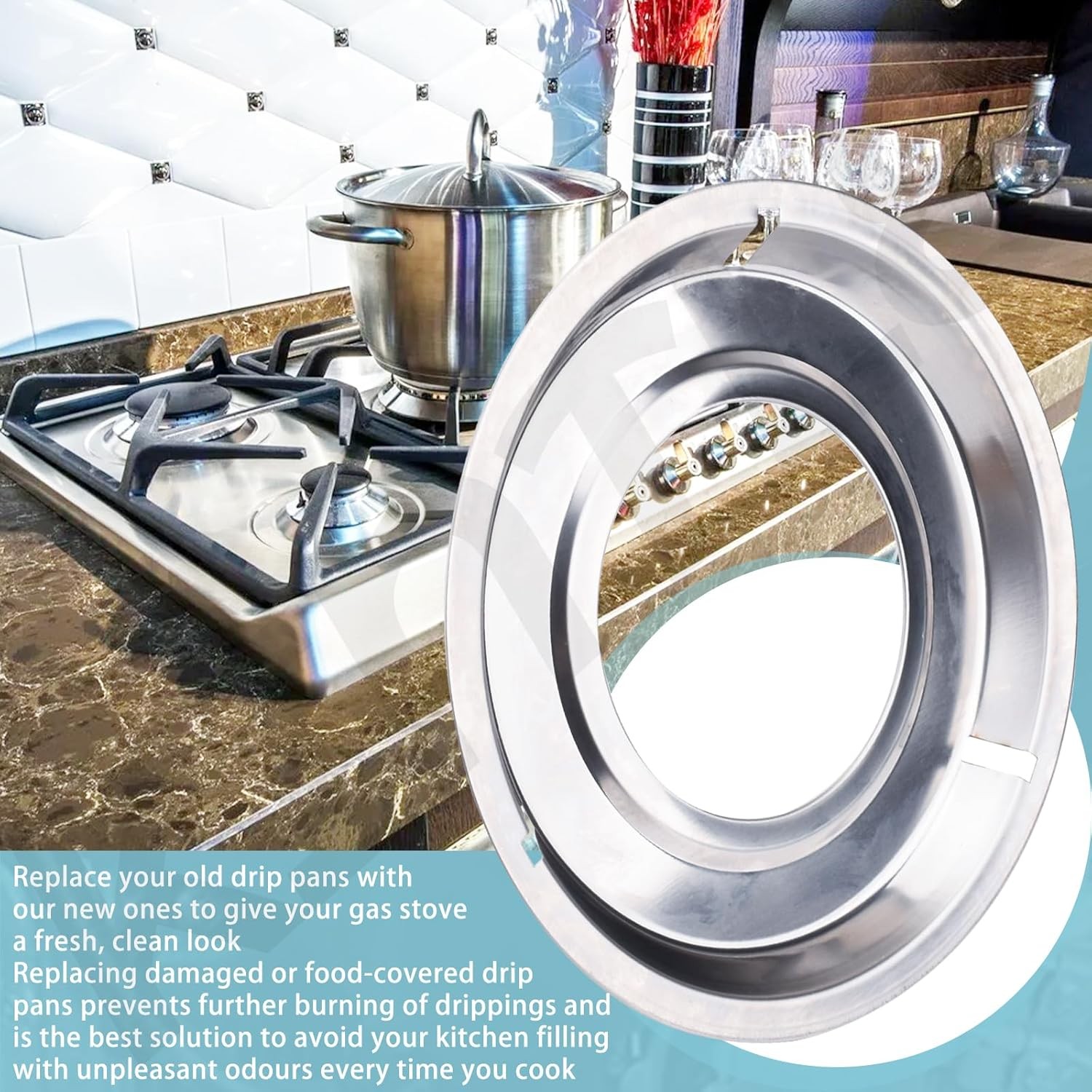 (Pack of 4) 5303131115, 540T014P01, RGP300 Round Range Stove Gas Pan W