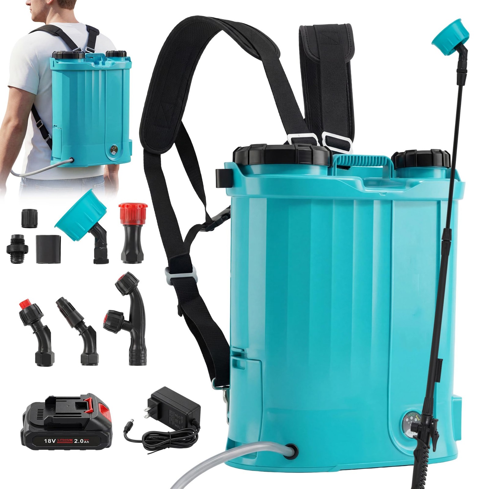 4.23 Gallon Battery Powered Backpack Sprayer 18V Electric 0-85 PSI