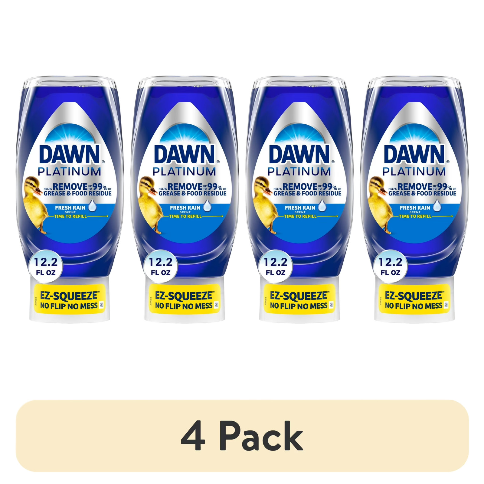 Dawn EZ-Squeeze Platinum Dishwashing Liquid Dish Soap, 12.2 fl oz (4 Pack)